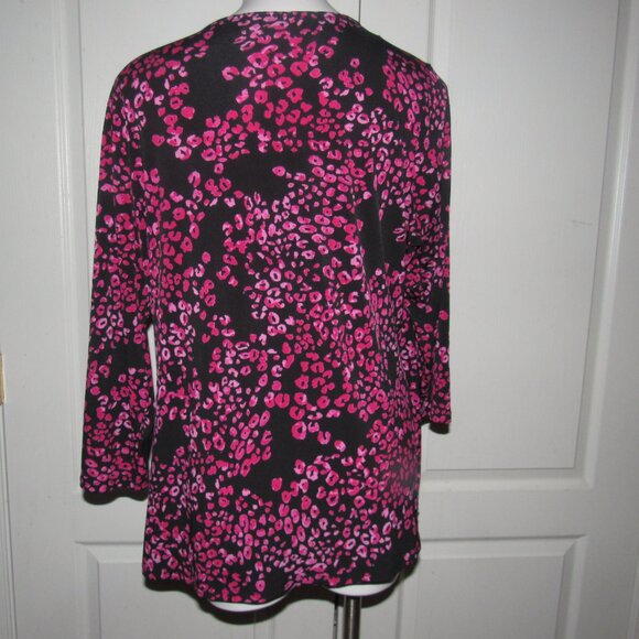 Jennifer Lopez Pink Leopard Print Drape Front Top 1X – Y2K Bold Statement Blouse - Picture 3 of 6